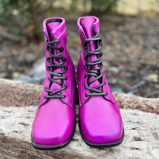 Women’s Purple Lace-Up Boots