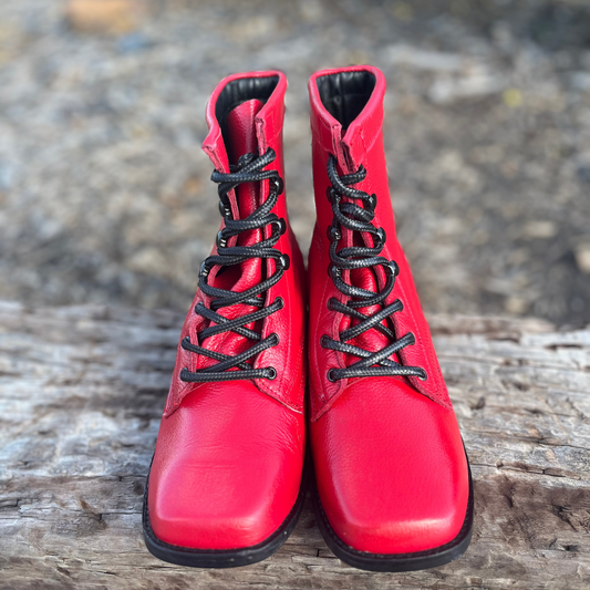 Women’s Red Lace-Up Boots