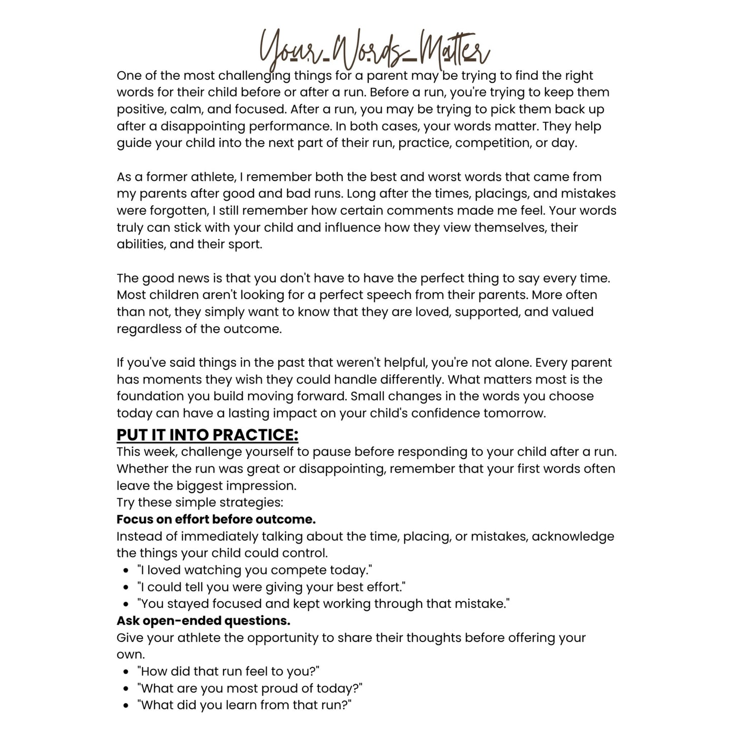 BEHIND THE ATHLETE: A PARENT'S JOURNAL