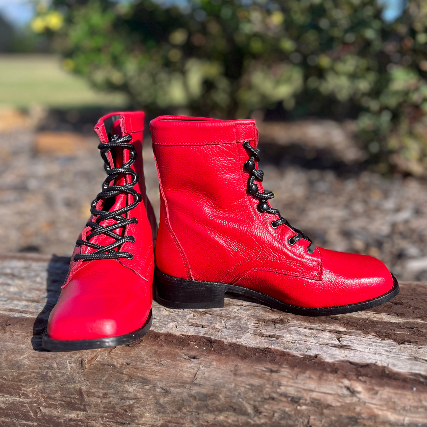 Women’s Red Lace-Up Boots