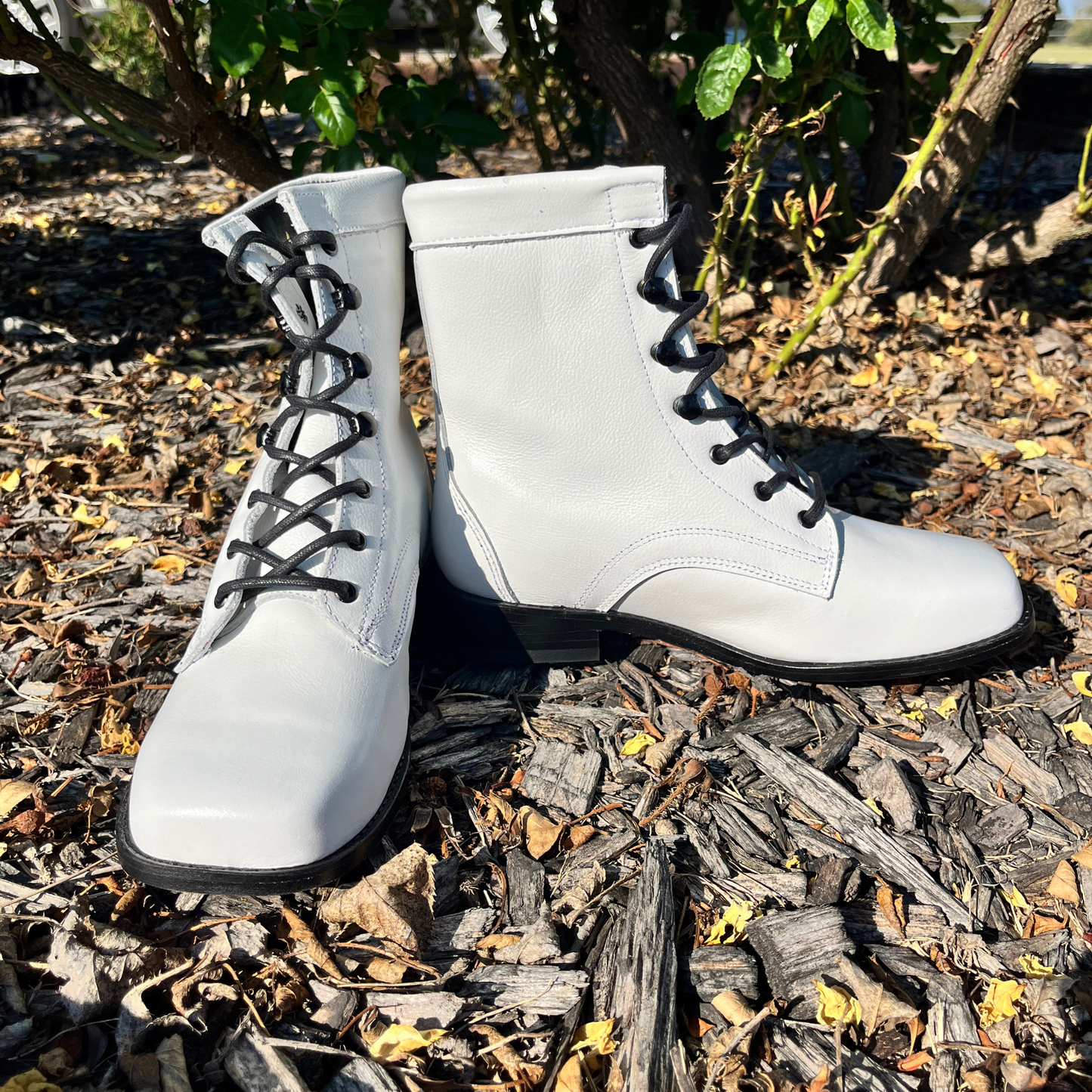 Youth’s White Lace-Up Boots