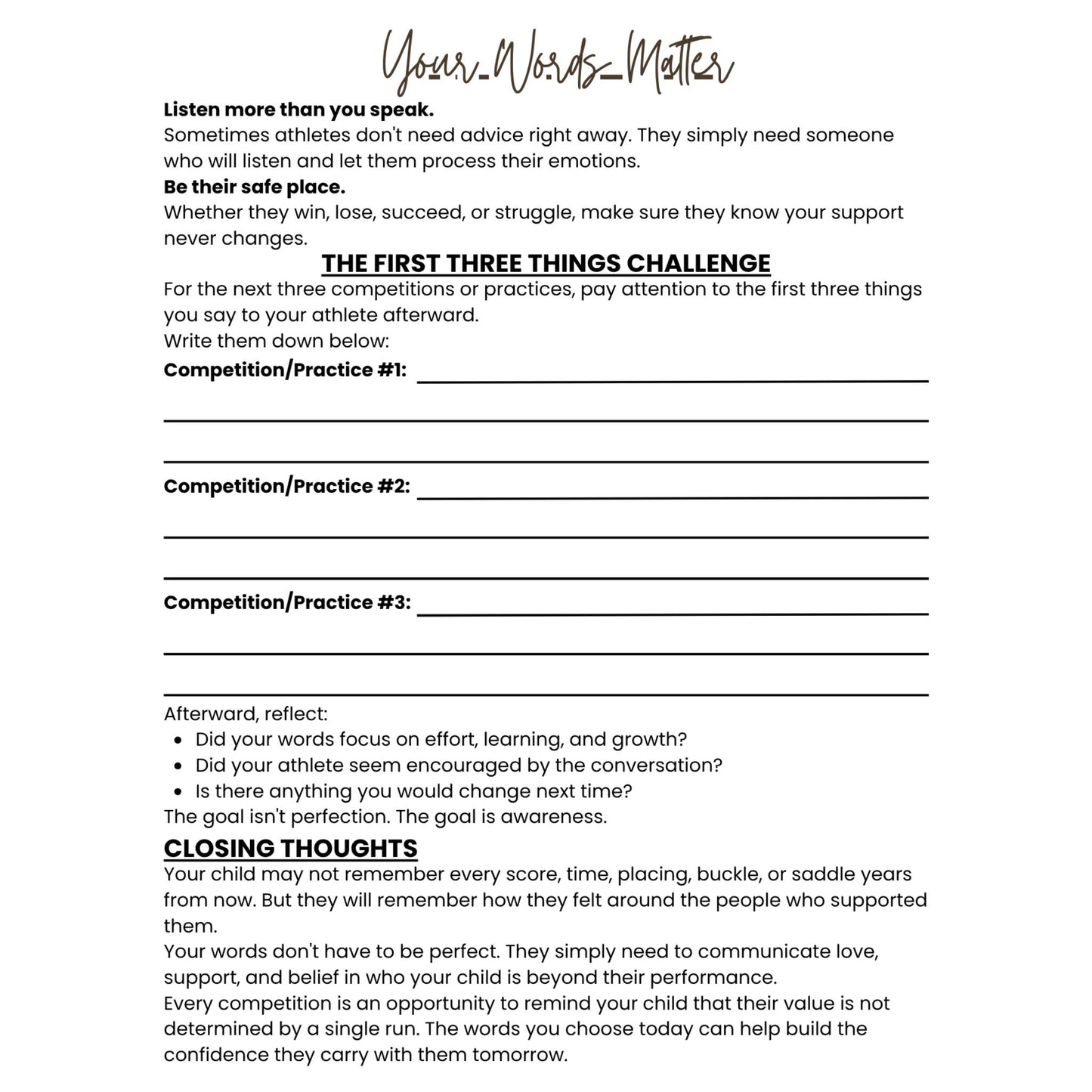 BEHIND THE ATHLETE: A PARENT'S JOURNAL