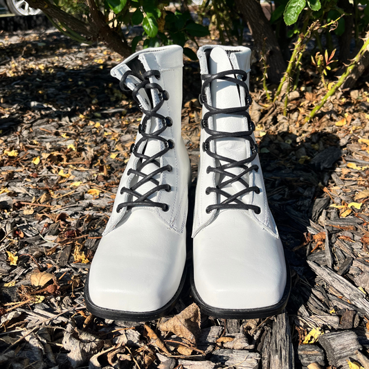 Youth’s White Lace-Up Boots