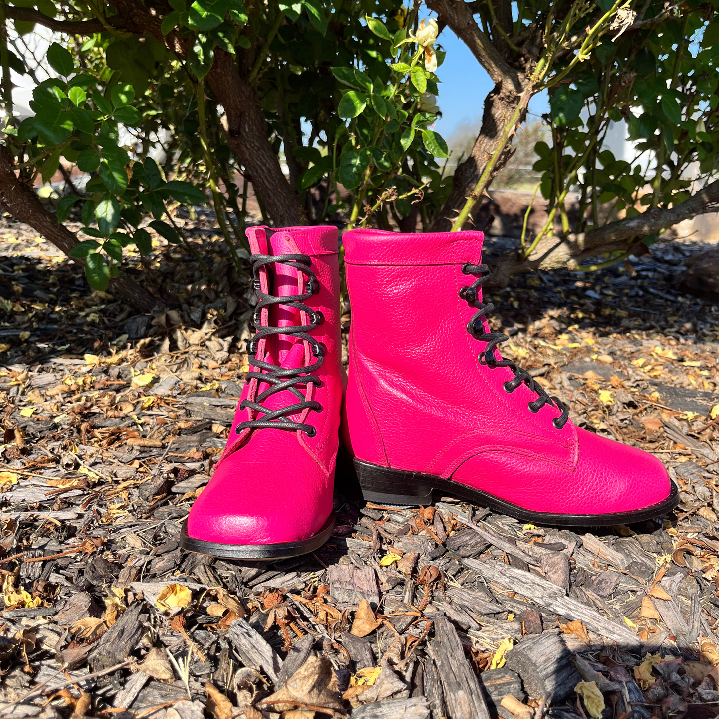Youth’s Hot Pink Lace-Up Boots