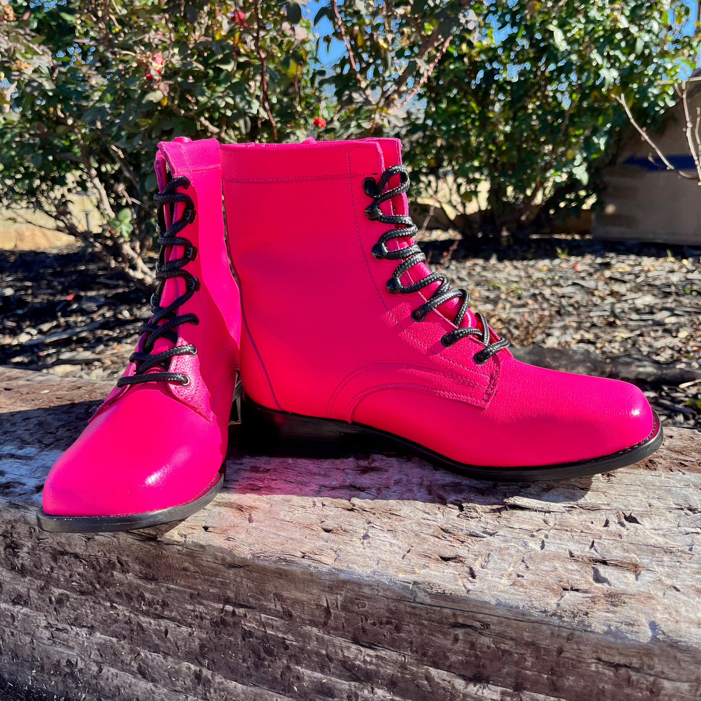 Women’s Pink Lace-Up Boots