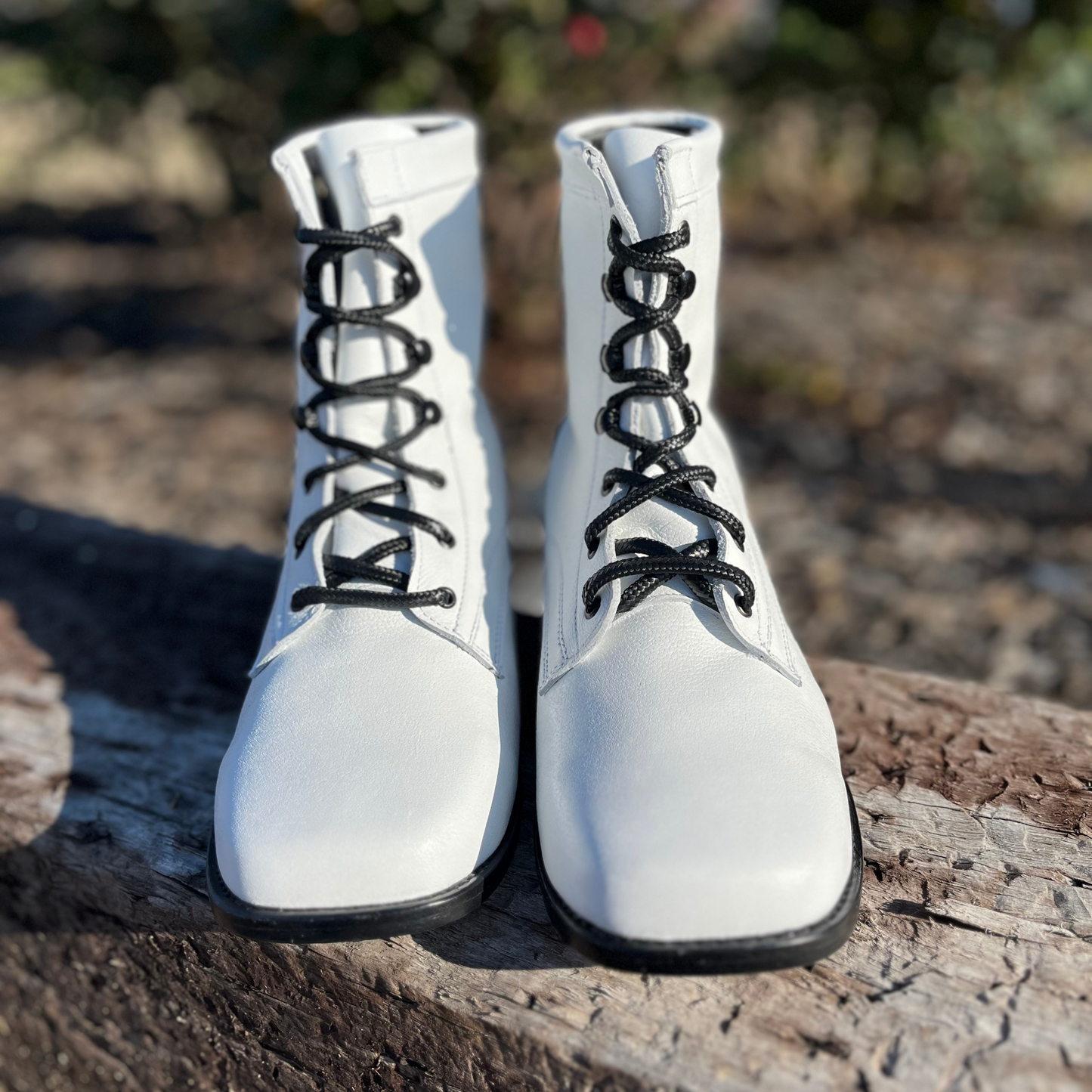 Women’s White Lace-Up Boots