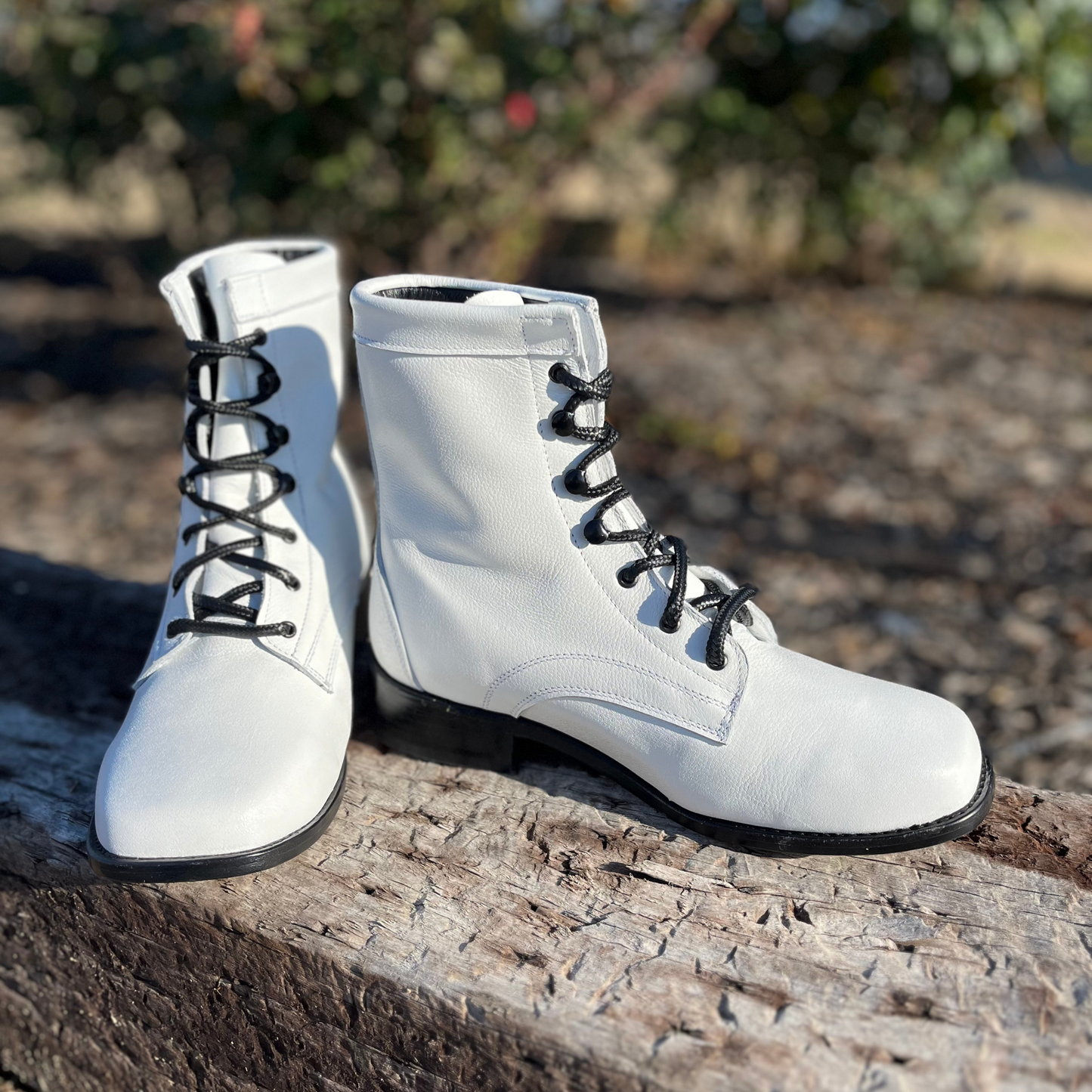 Women’s White Lace-Up Boots