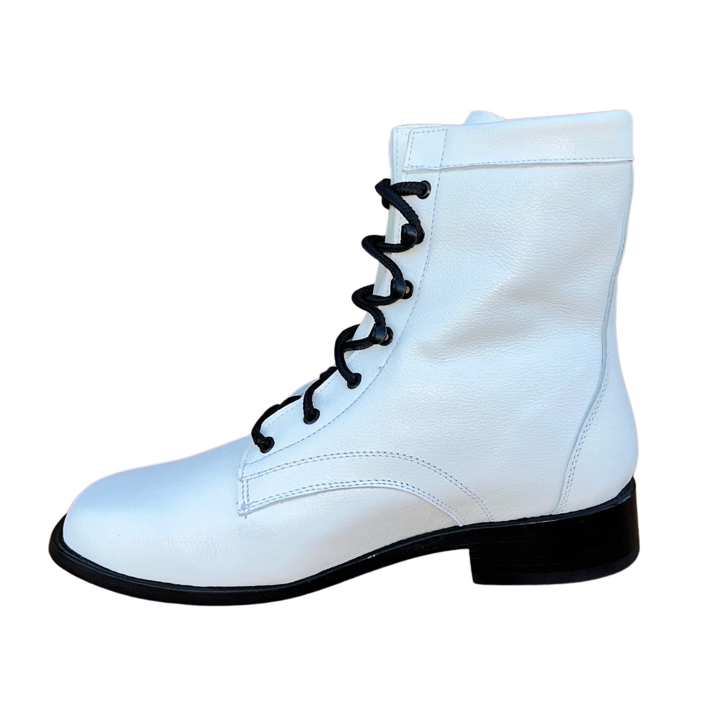 Women’s White Lace-Up Boots